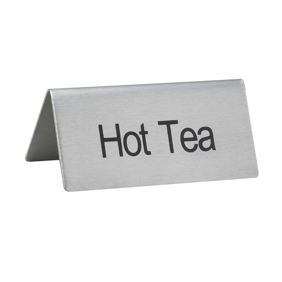 Winco SGN-101 Beverage Tent Sign, "Hot Tea", 3"L X 1-1/2"W 1-1/4"H, Stainless Steel | metal