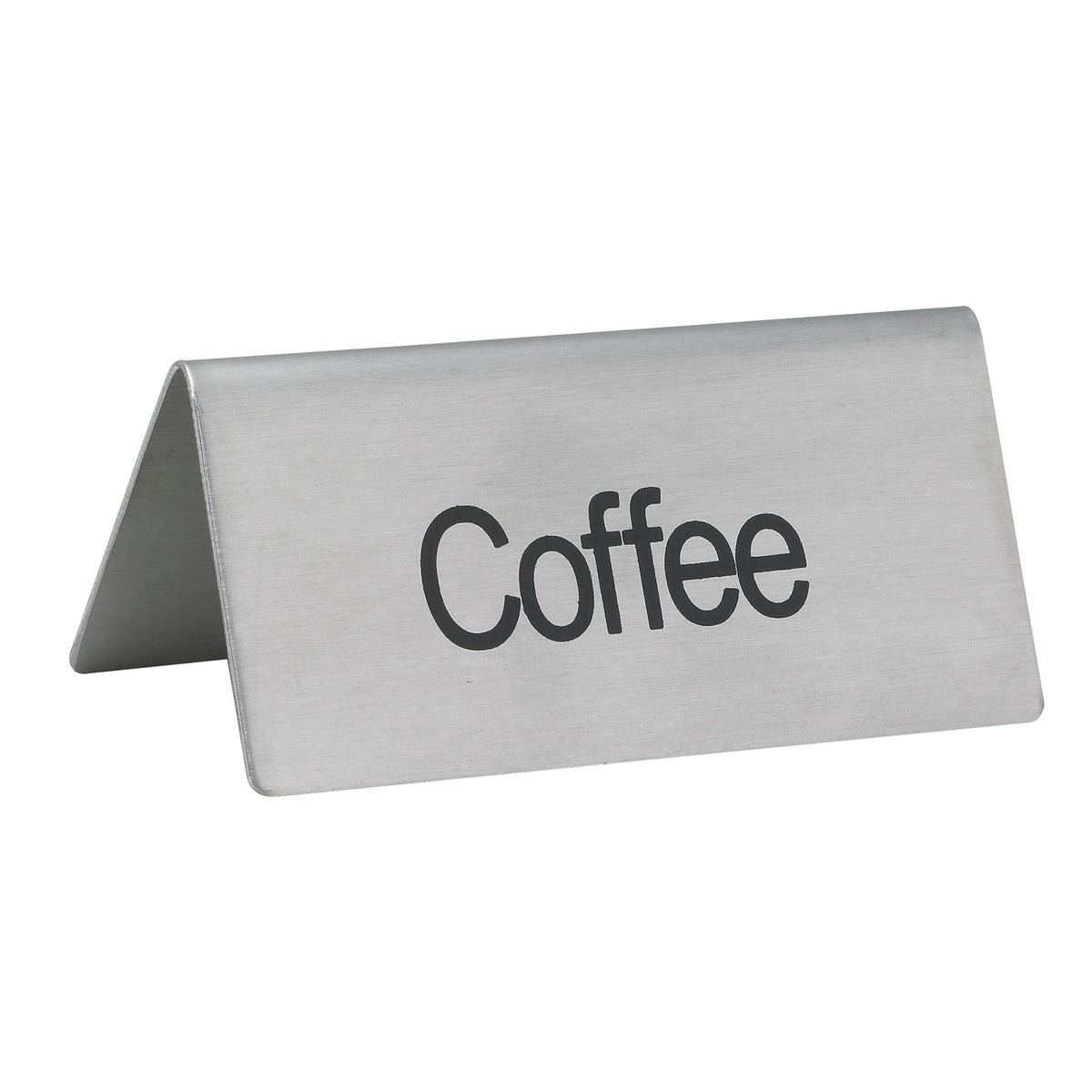 Winco SGN-103 Beverage Tent Sign, "Coffee", 3"L X 1-1/2"W 1-1/4"H, Stainless Steel | metal