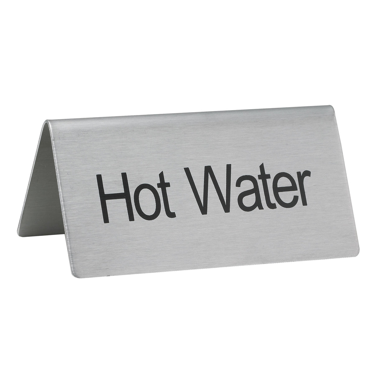 Winco SGN-104 Beverage Tent Sign, "Hot Water", 3"L X 1-1/2"W 1-1/4"H, Stainless Steel | metal