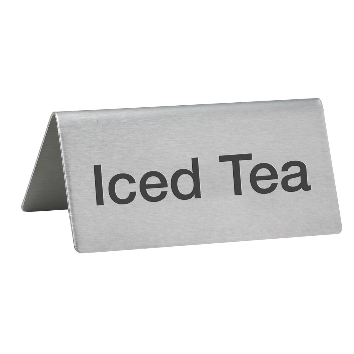 Winco SGN-105 Beverage Tent Sign, "Iced Tea", 3"L X 1-1/2"W 1-1/4"H, Stainless Steel | metal
