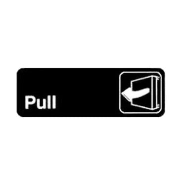 Winco SGN-302 Pull Sign - White Imprint on Black , 9" x 3", w/ Symbol
