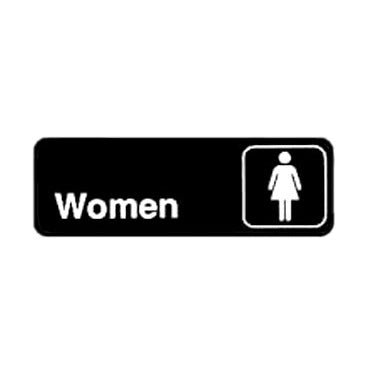 Winco SGN-312 Women's Restroom Sign - Black and White, 9" x 3" w/ Symbol