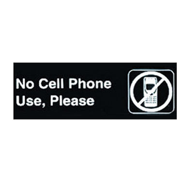 Winco SGN-334 No Cell Phone Use, Please Sign - Black and White, 9" x 3"