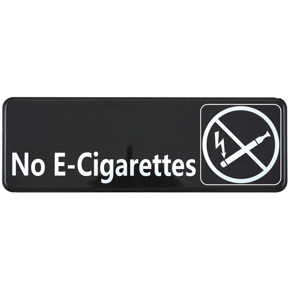 Winco SGN-335 No E-Cigarettes Sign - Black and White, 9" x 3" w/ Symbol