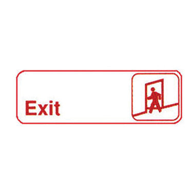 Winco SGN-381W Exit Sign - Red and White, 9" x 3" w/ Symbol