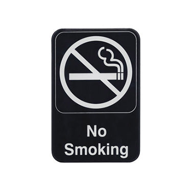 Winco SGN-601 No Smoking Sign - Black and White, 9" x 6" w/ Symbol