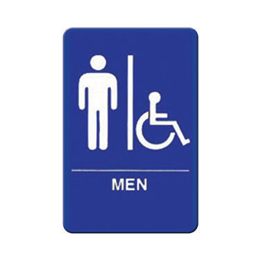 Winco SGN-652B Handicap Accessible Men's Restroom Sign - Blue and White, 9" x 6"