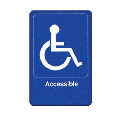 Winco SGN-653B Handicap Accessible Sign - Blue and White, 9" x 6" w/ Symbol