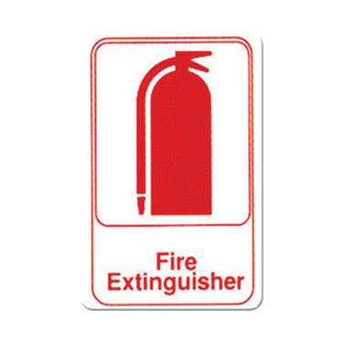 Winco SGN-682W Fire Extinguisher Sign - Red and White, 9" x 6" w/ Symbol