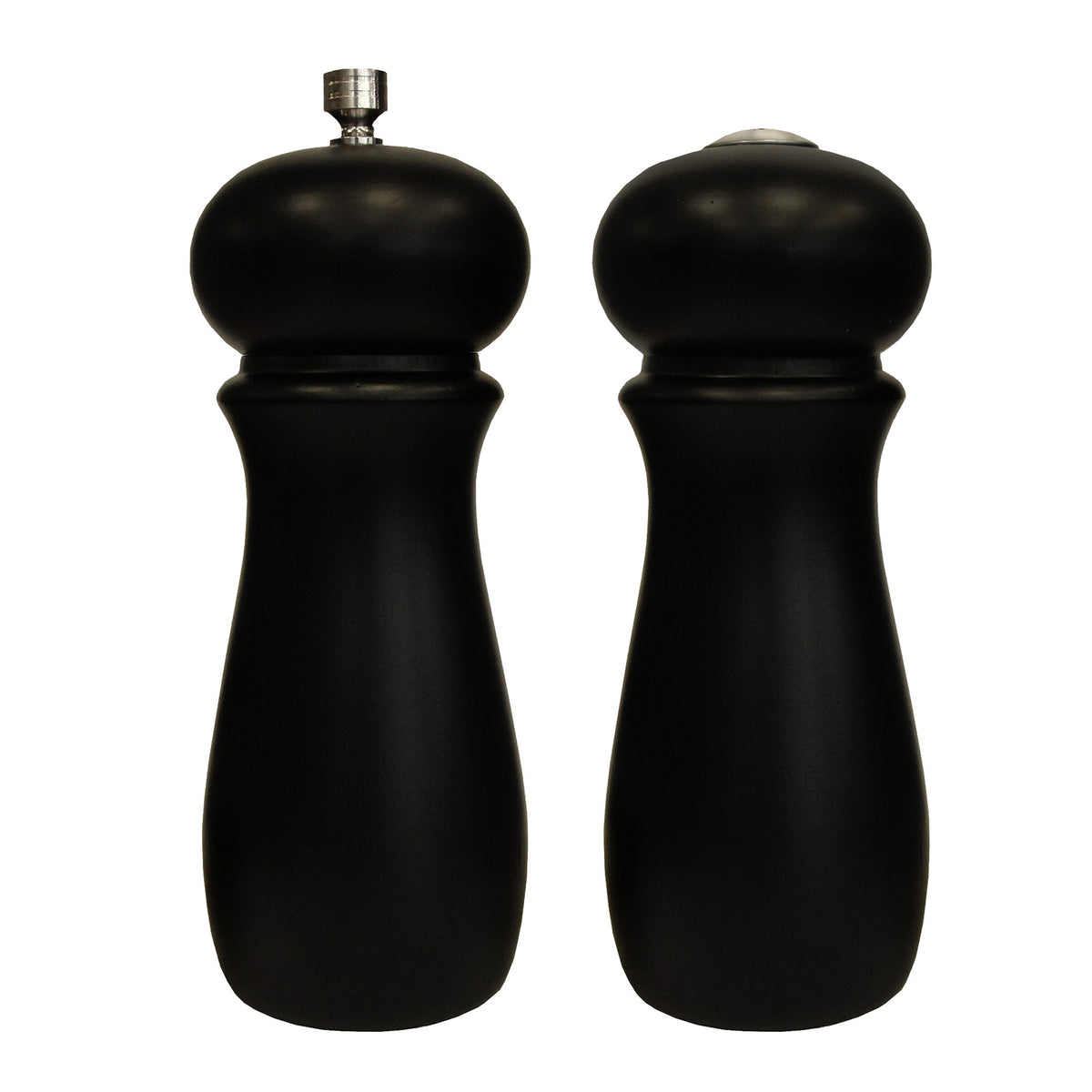 Winco SP-612 Salt & Pepper Shaker Grinder Set, 2-1/4" Dia. x 6" H, Rubberwood, Black Finish