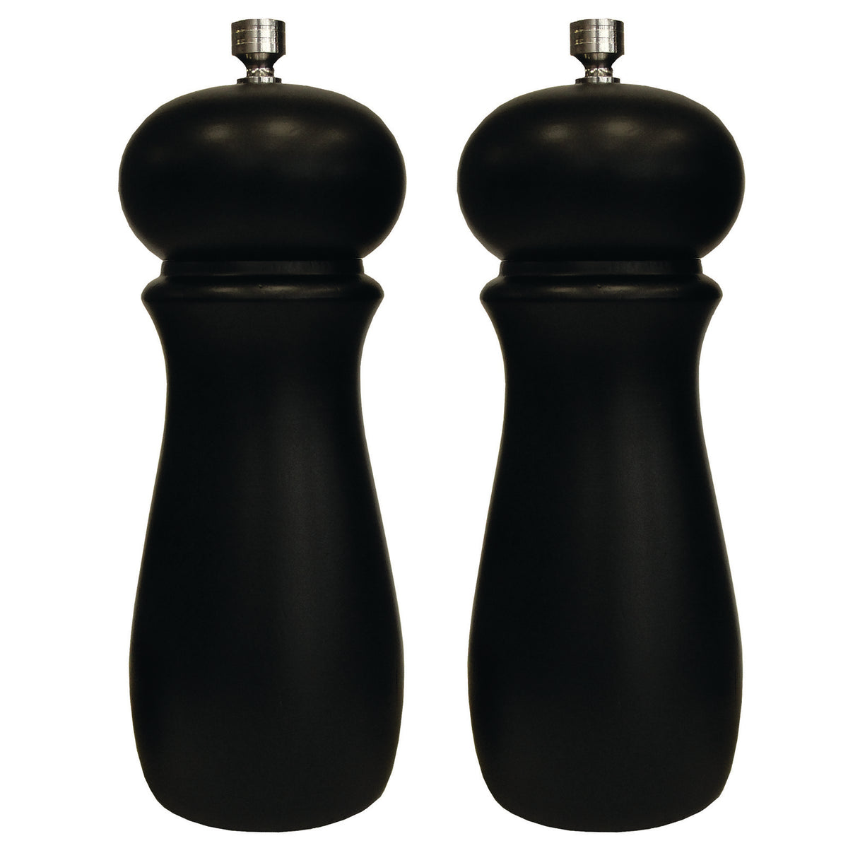 Winco SP-624 Pepper Mill Set, 2-1/4" Dia x 6" H, Rubberwood, Black Matte, Includes Knobs