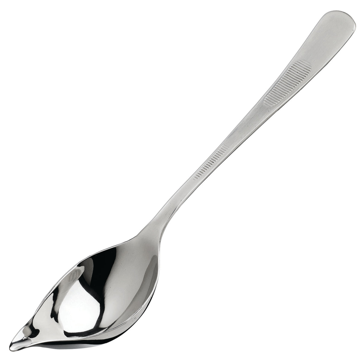 Winco SPS-TS8 8" Stainless Steel Saucier Spoon with Tapered Spout, Satin Finish