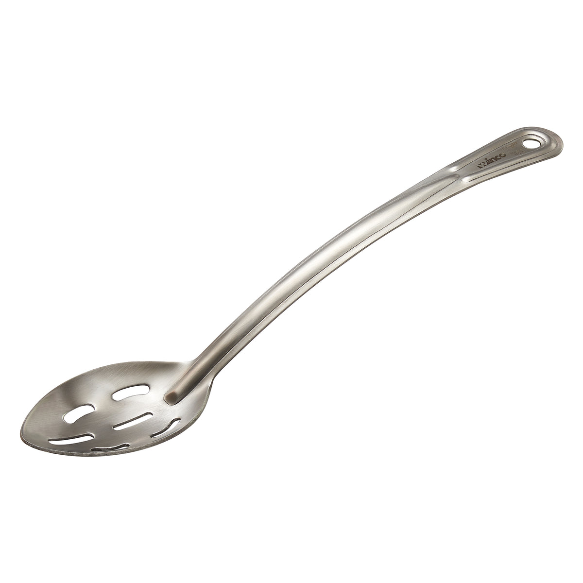 Winco SSCH-13L 13" Heavy Duty Sloted Basting Spoon w/ Curved Handle | 18/0 stainless steel