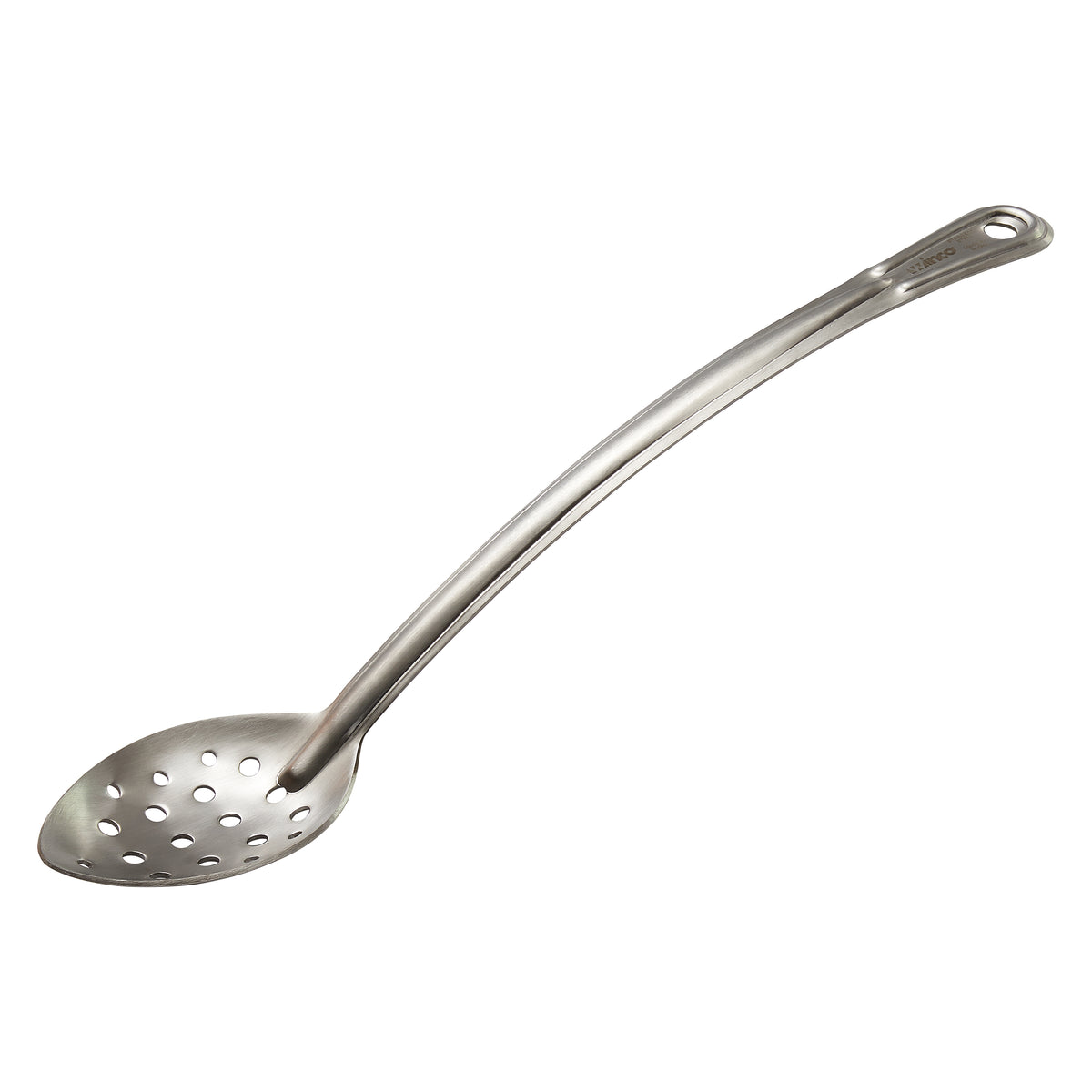 Winco SSCH-15P 13" Perforated Heavy Duty Basting Spoon w/ Curved Handle | stainless steel