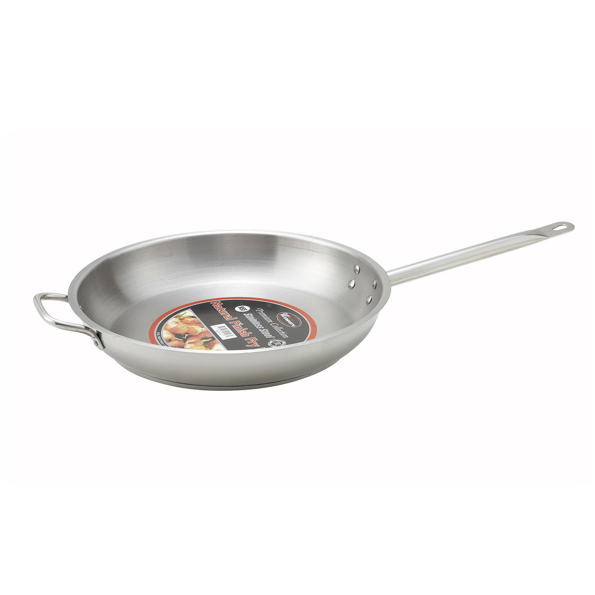 Winco SSFP-14 14.25" Induction Ready Stainless Steel Fry Pan w/ Riveted Handles | stainless steel, aluminum