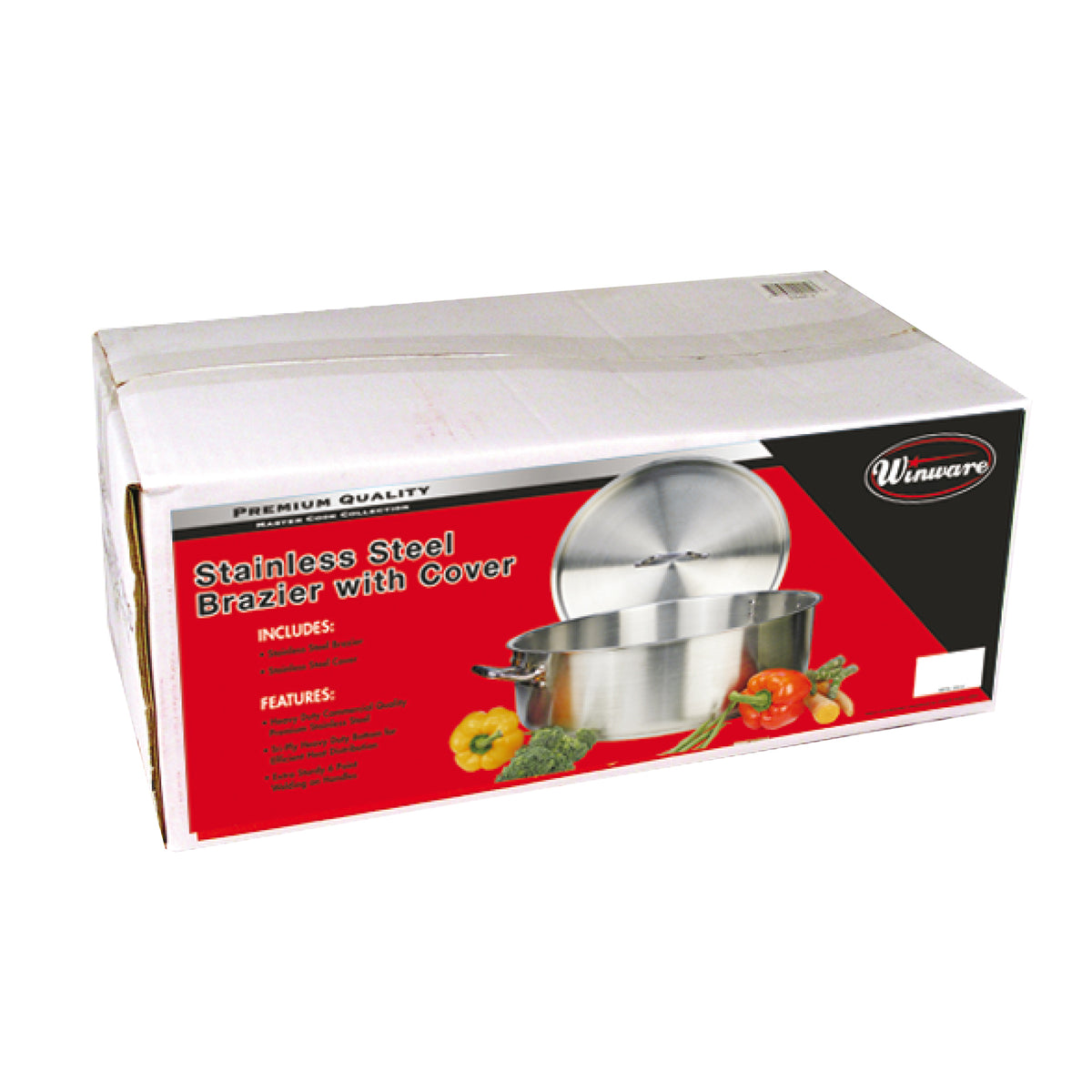 Winco SSLB-20 Premium Brazier, 20 Qt., 15-3/4" Dia. X 6"H, Round | 15 - 20 qt