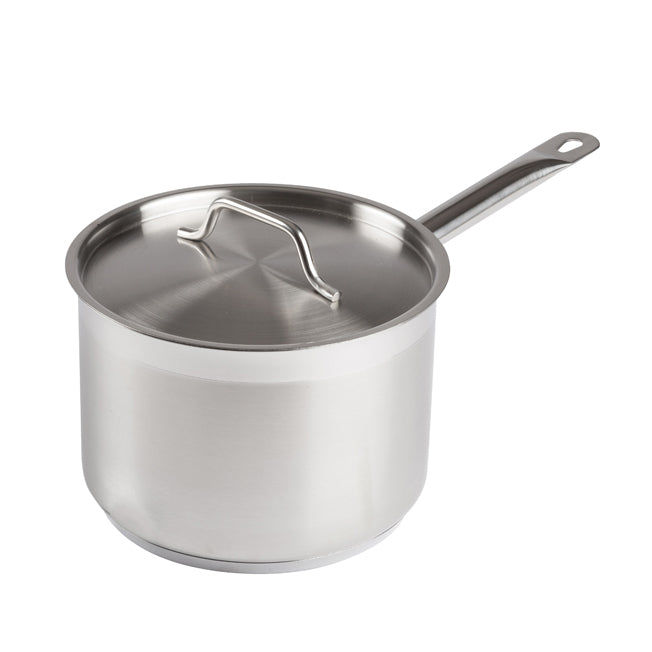 Winco SSSP-4 4-1/2 Qt. Induction-Ready Premium Stainless Steel Sauce Pan with Cover | 4 - 5 qt