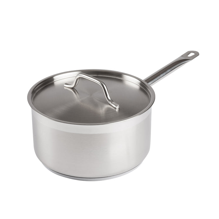 Winco SSSP-6 6 Qt. Induction-Ready Premium Stainless Steel Sauce Pan with Cover | 6 - 9 qt