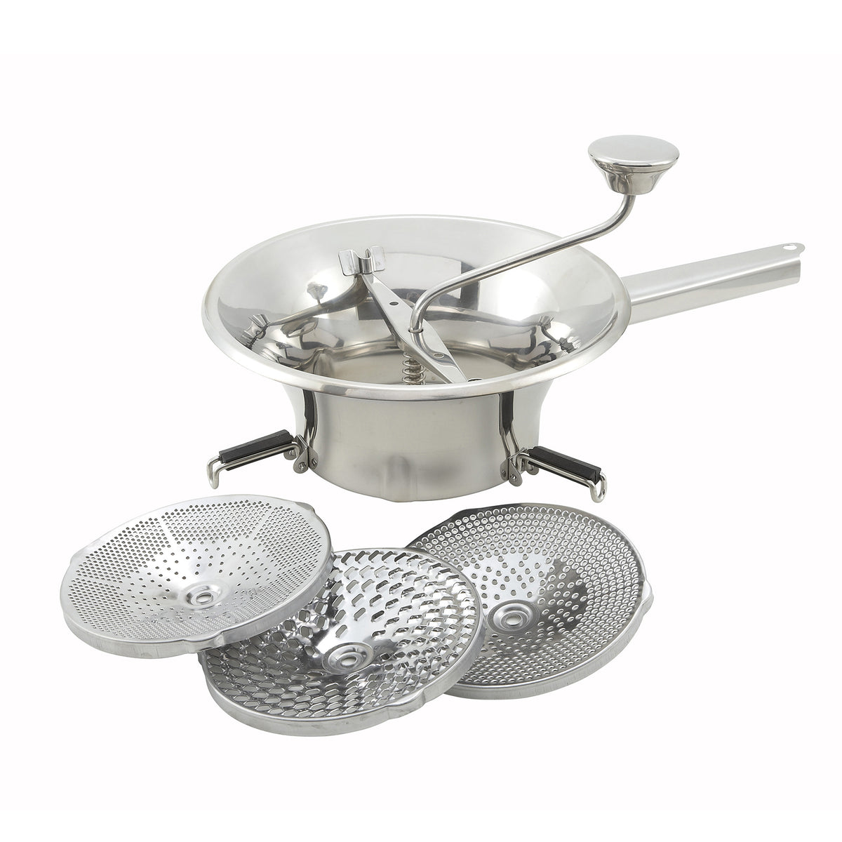 Winco SVM-9 2 Qt Stainless Steel Food Mill w/ 2 Dishes, 9" Diam.