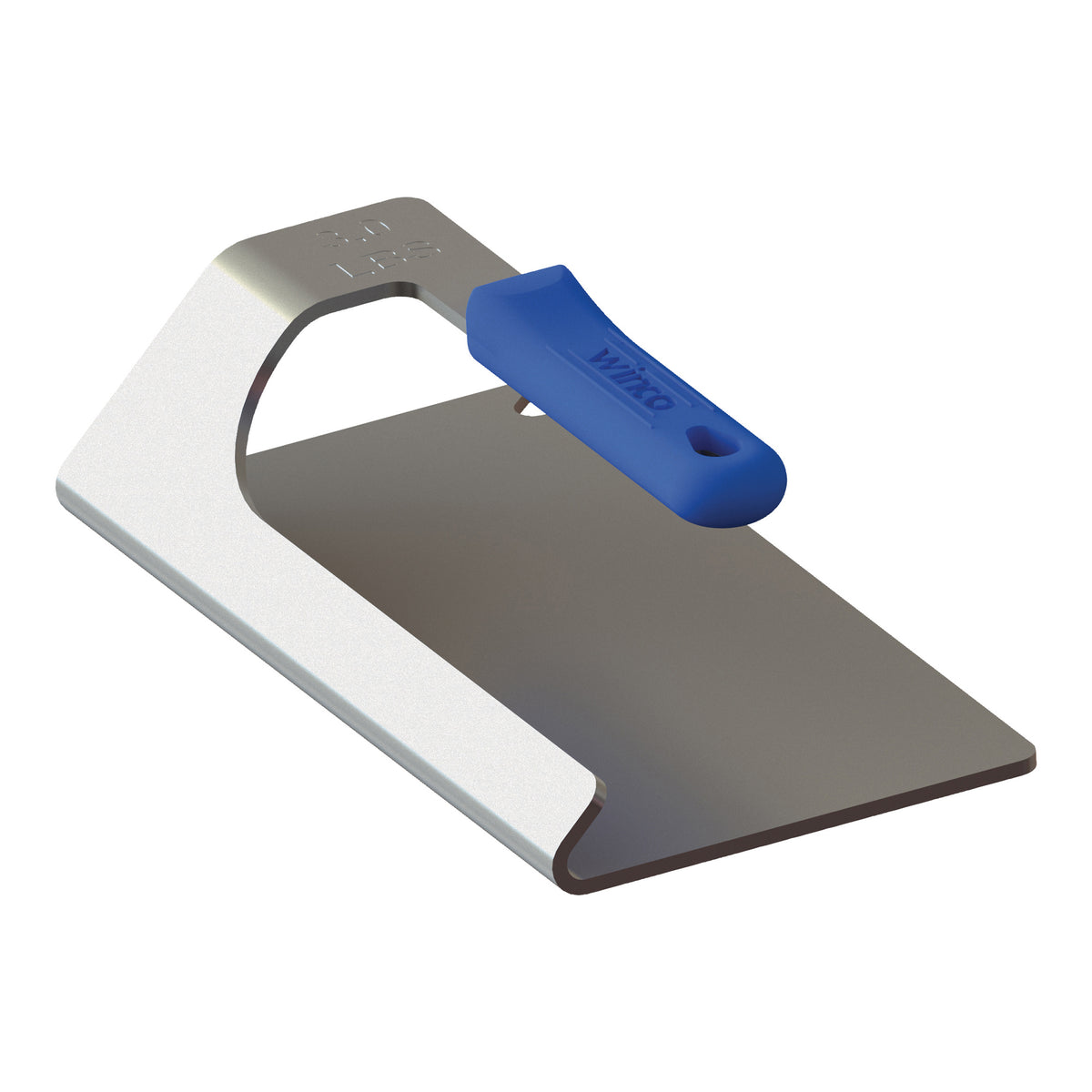 Winco SWS-94 Steak Weight, 3 lbs, 9-3/4" x 4-3/4", One Piece, Stackable, Blue Silicone Handle Sleeve | stainless steel