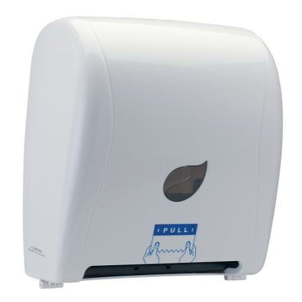 Winco TDAC-8W Pur-Clean Auto Cut Roll Towel Dispenser - Plastic, White | 12.2" Wide
