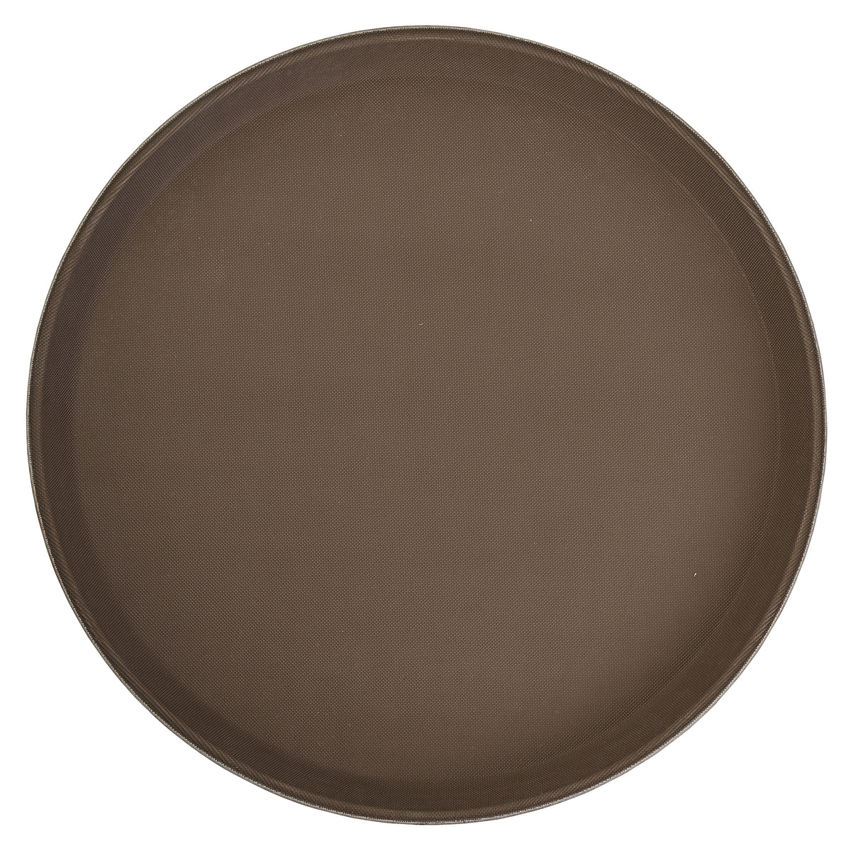 Winco TFG-11N 11" Round Brown Fiberglass Serving Tray, Self-Molded Non-Slip Surface, NSF Approved, Resists Peeling
