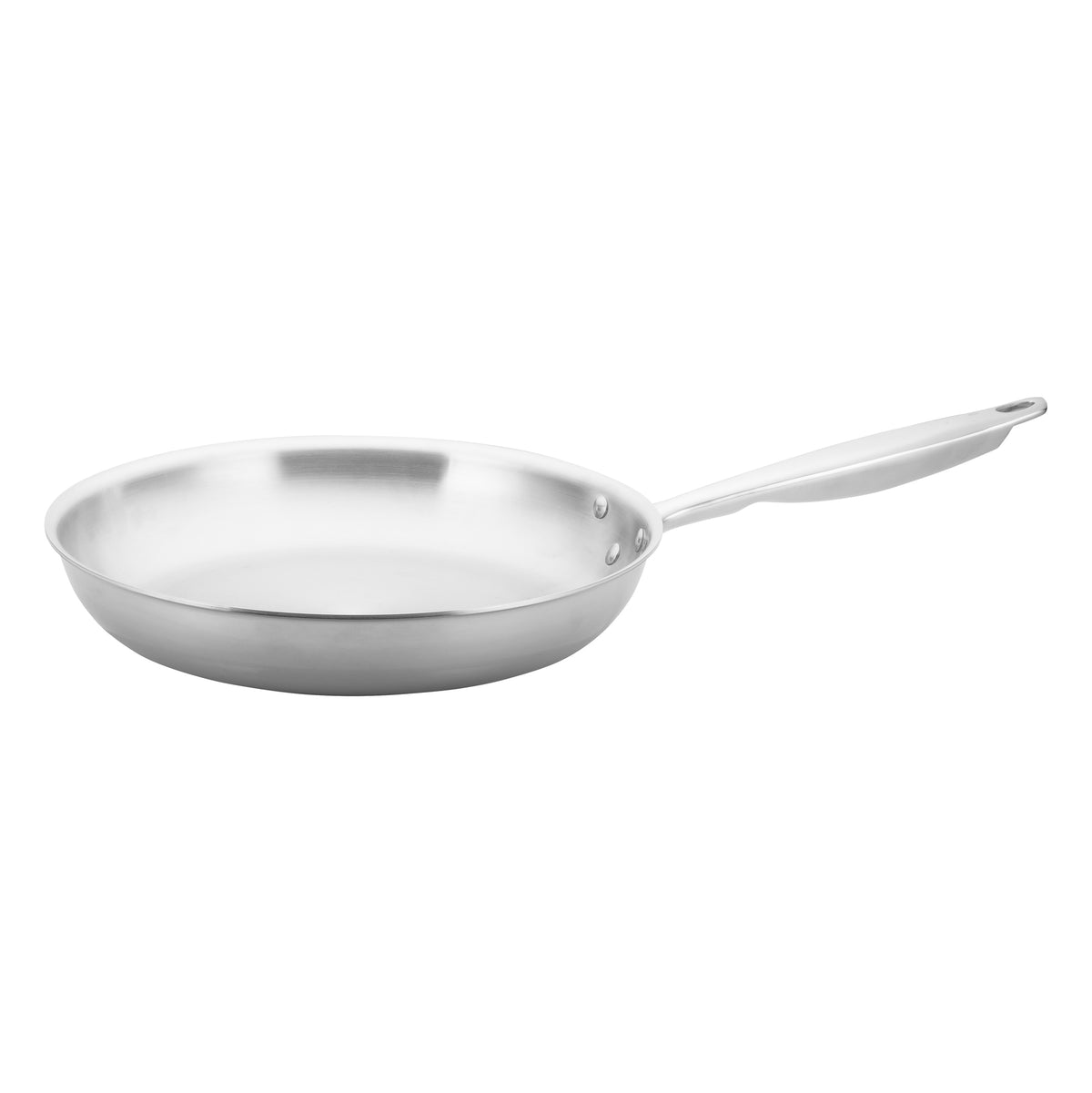 Winco TGFP-12 Stainless Steel 12-3/8" Tri-Ply Induction Ready Round Fry Pan | stainless steel, aluminum