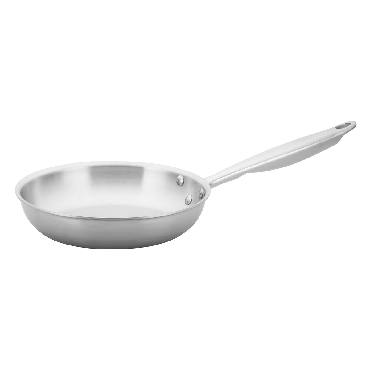 Winco TGFP-8 Tri-Gen Induction-Ready Fry Pan, 8" Dia., Round, Riveted Handle | stainless steel, aluminum