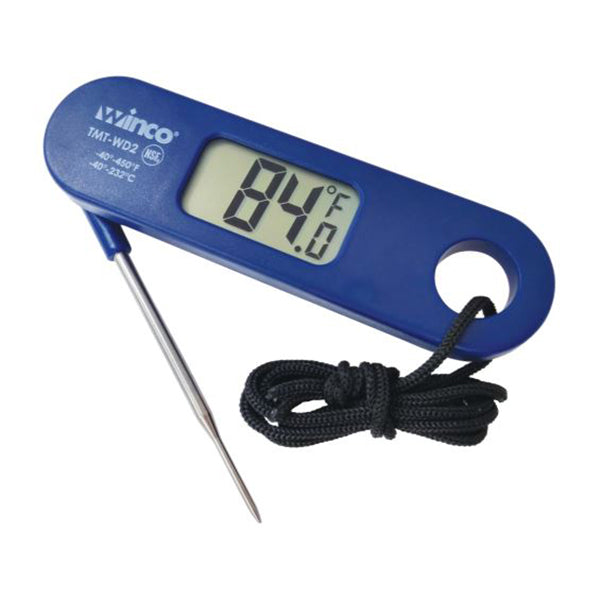 Winco TMT-WD2 Digital Thermometer, Folding Probe, -40°To 450°F, 1.5mm Dia. Probe