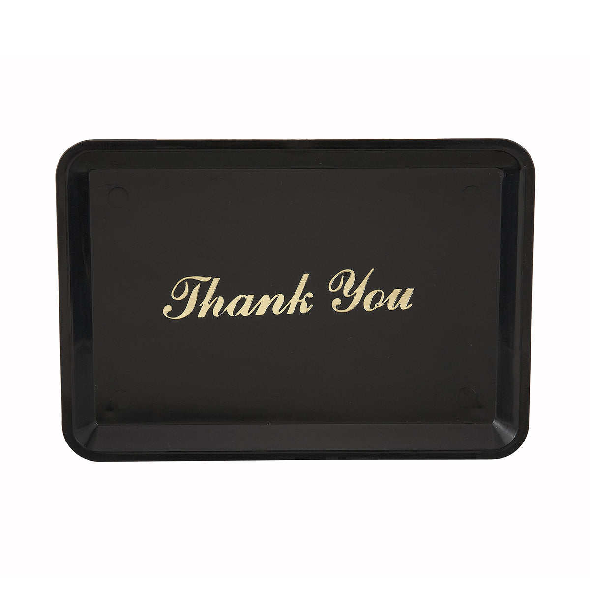 Winco TT-46 Tip Tray, Rectangular 4-1/2" x 6-1/2" Black Plastic with Gold “Thank You" Imprint - 1 Dozen