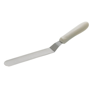 Winco TWPO-7 6 1/2" Offset Blade Stainless Steel Bakery Spatula w/ White Polypropylene Handle