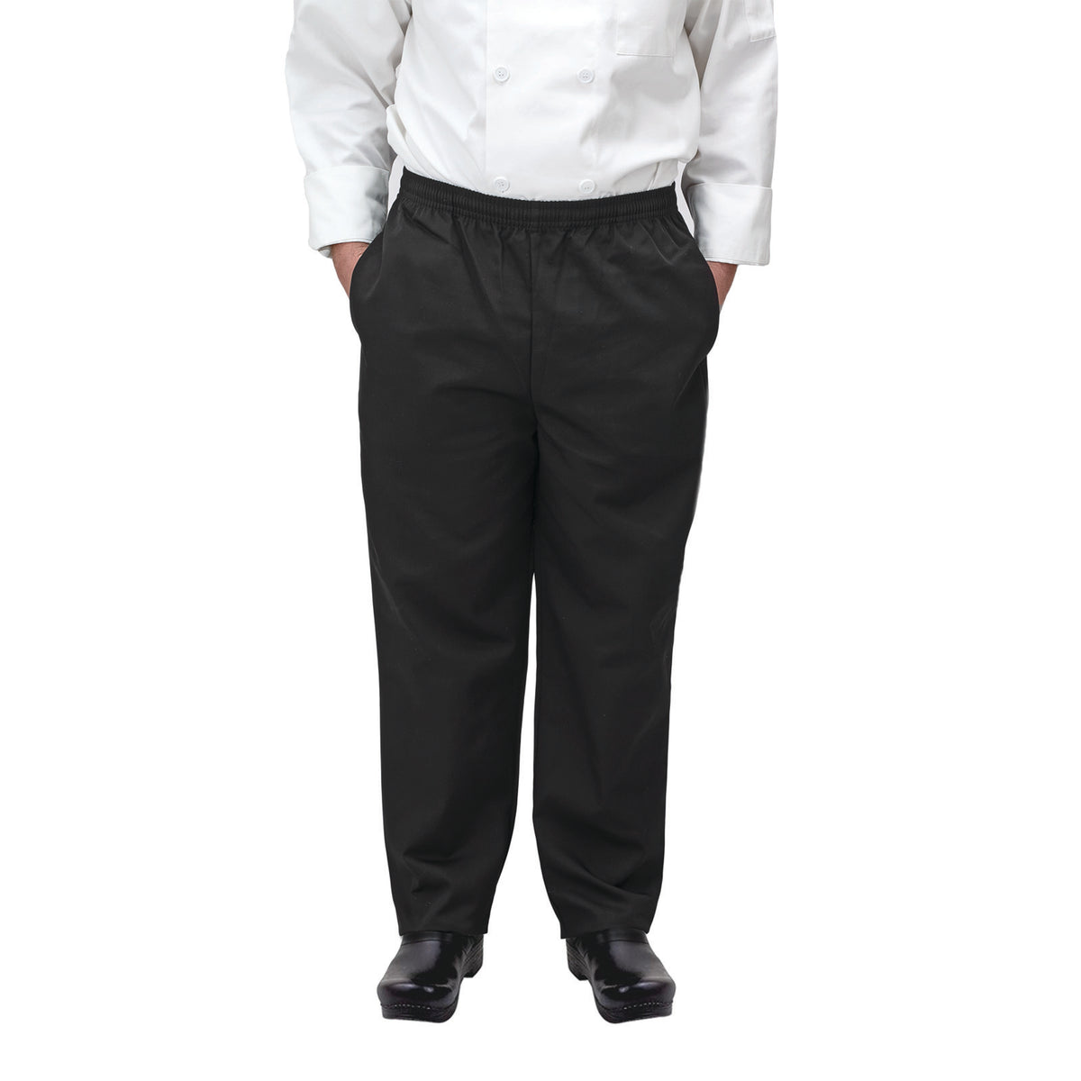 Winco UNF-2KM Newbury Chef Pants, Relaxed Fit, black, medium | poly/cotton