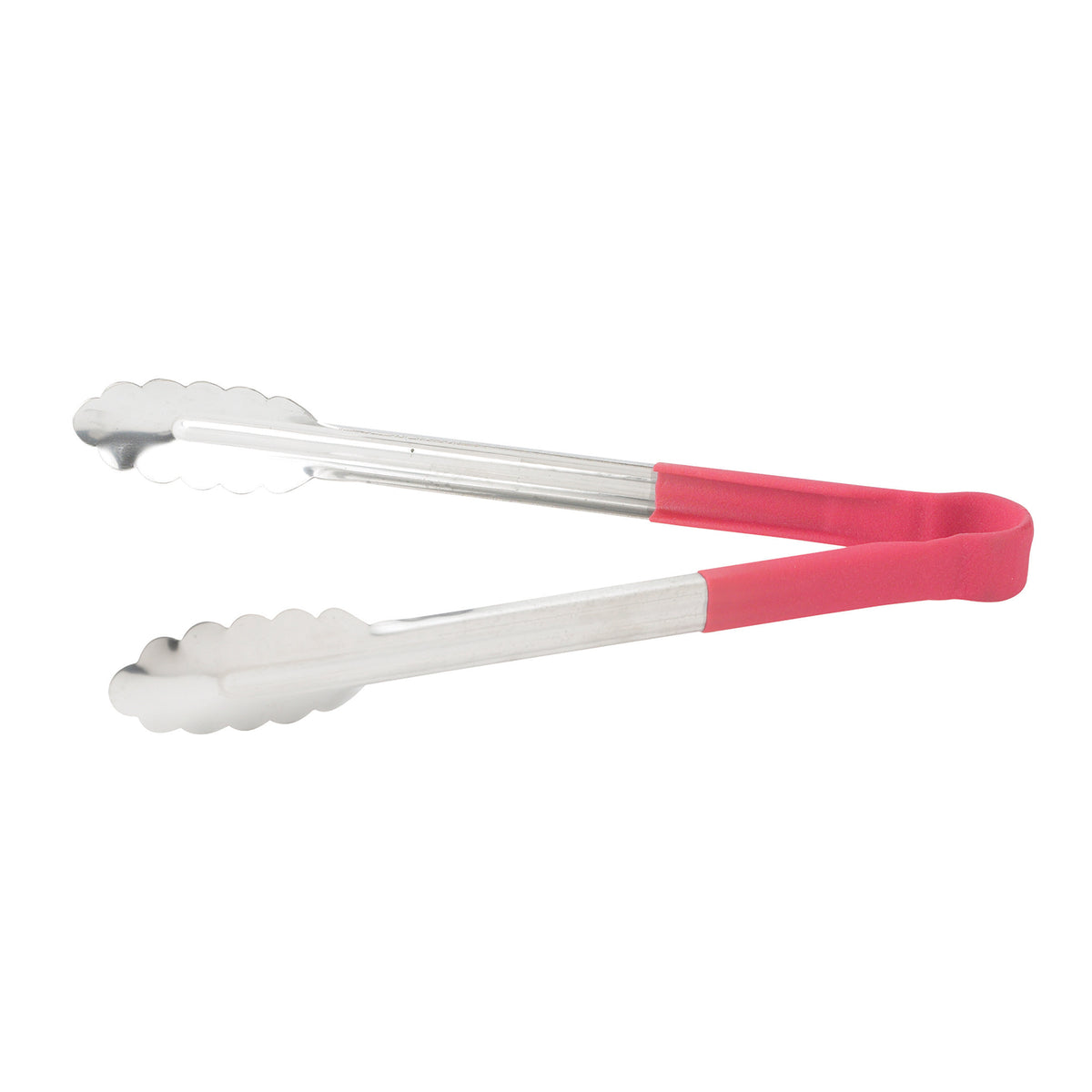 Winco UT-9HP-R Utility Tongs, 9", For Cold Food Service, Scalloped Edge, Red