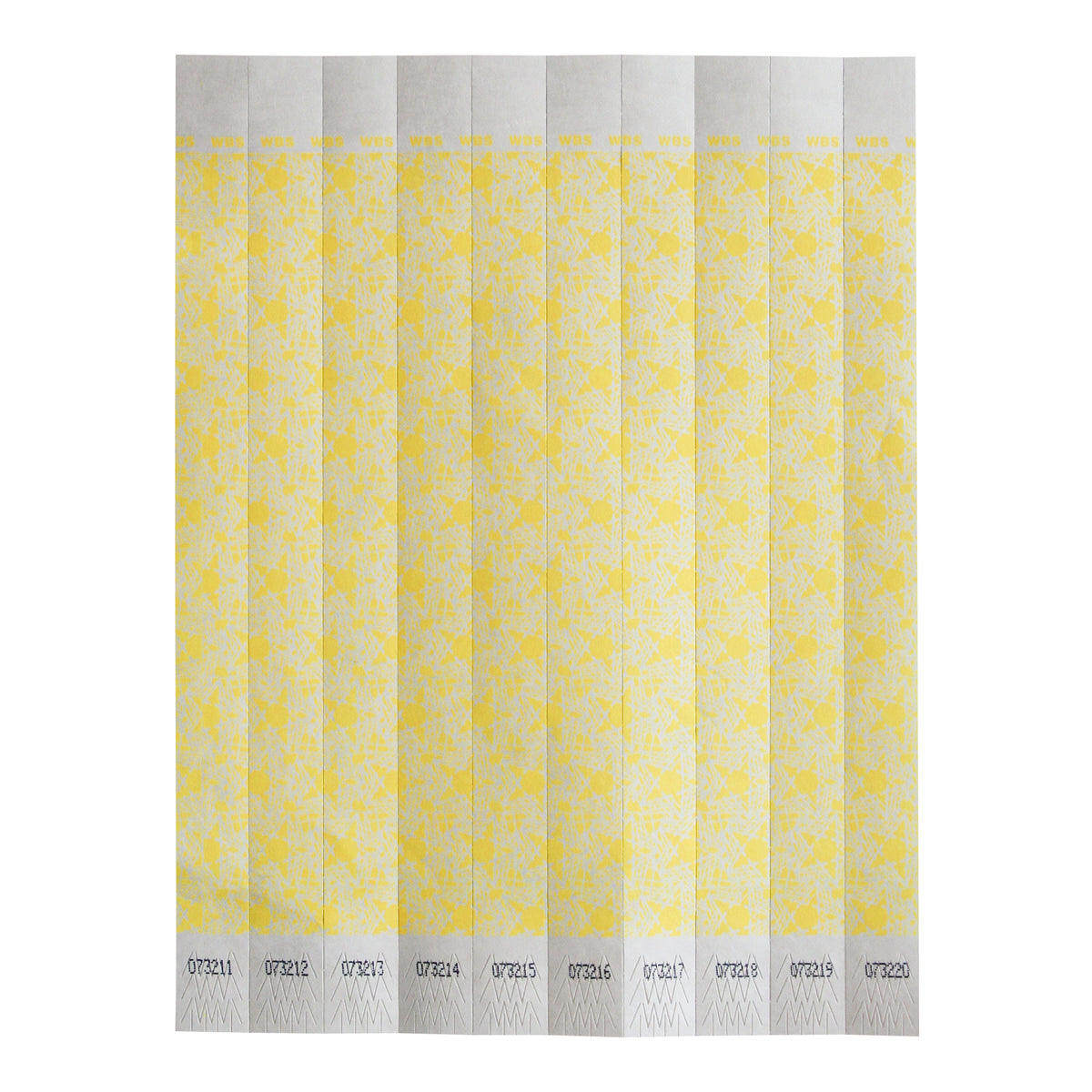 Winco WB-100Y-D Bar Maid Wristbands, 3/4" W x 9.5" L Tyvek No-Tear, Numbered Yellow - 500/Pack
