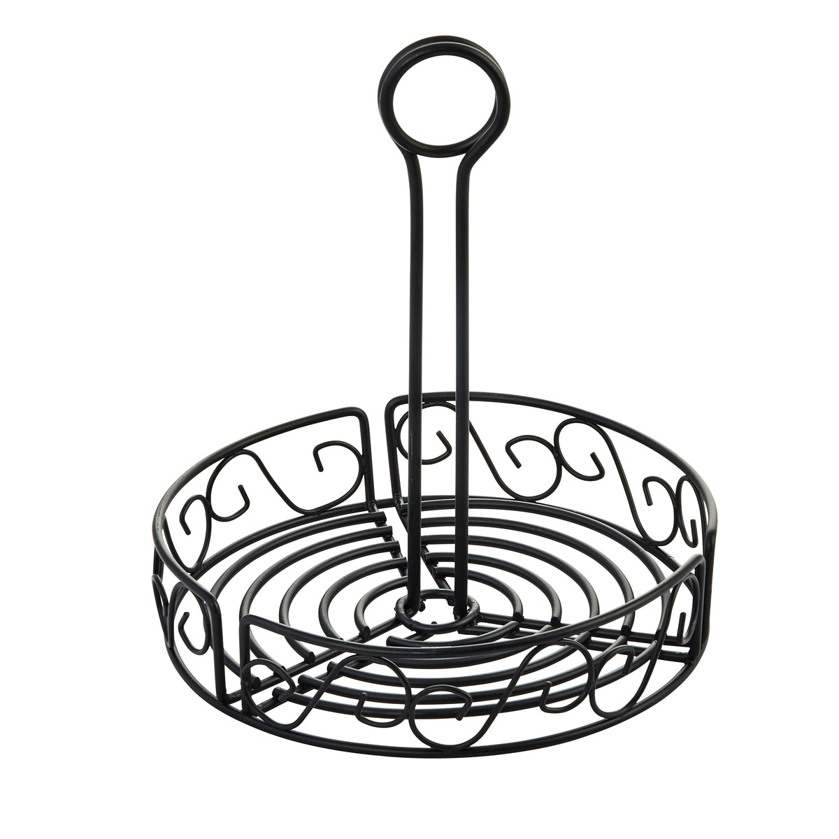 Winco WBKH-6R Condiment Caddy, 6-1/4" Dia. X 9"H, Round, Wire Construction