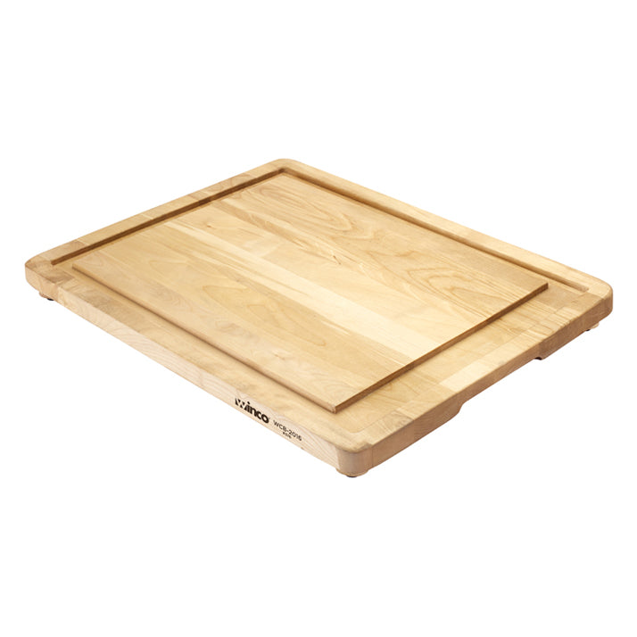 Winco WCB-2016 Rectangular Wooden Carving Board w/ Channel - 20" x 16" x 1"