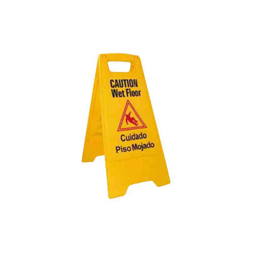 Winco WCS-25 Wet Floor Caution Sign English/Spanish, 12 x 25", Yellow | plastic