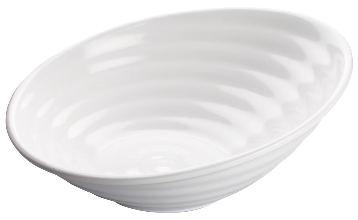 Winco WDM003-202 Hailey Angled Melamine Bowl, 14" 2.75-Quart White Round, Dishwasher Safe - 12/Case