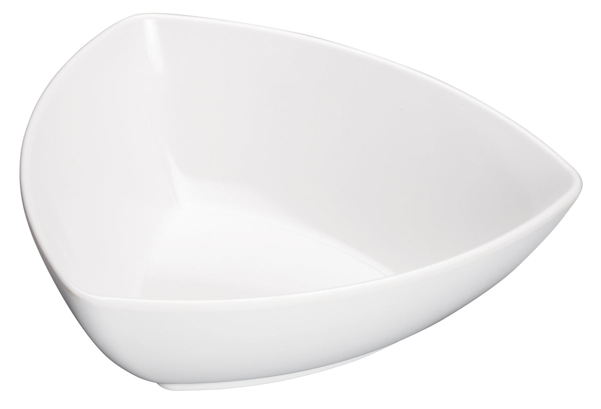 Winco WDM005-201 7" White Triangular Melamine Bowl 3/4 Qt 24oz Break-Res NSF Elista - 24/Case