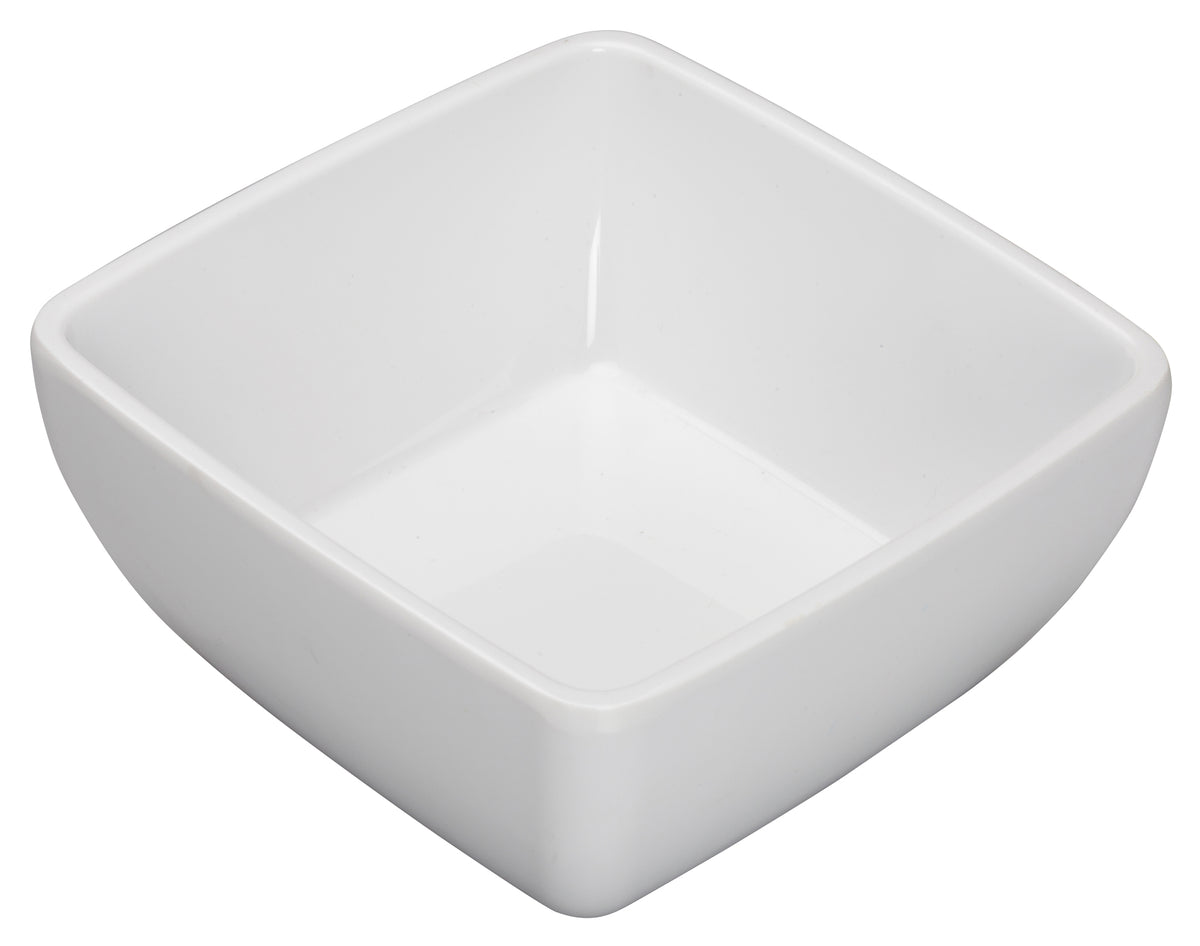 Winco WDM009-203 Square Bowl 5" 17 oz (-3/4 qt) Melamine Linza White Dishwasher-Safe - 24/Case