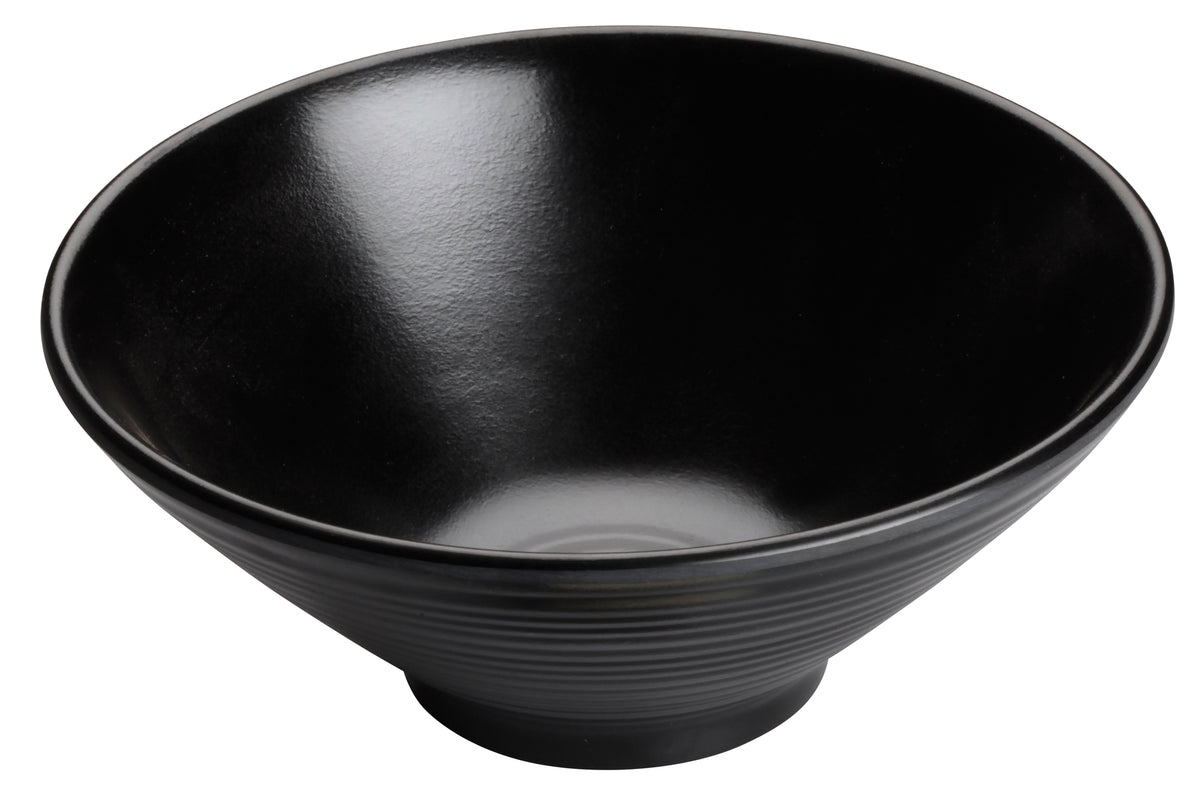 Winco WDM014-302 22-oz round melamine bowl, 6-7/8" diameter, black, break-resistant, - 24/Case