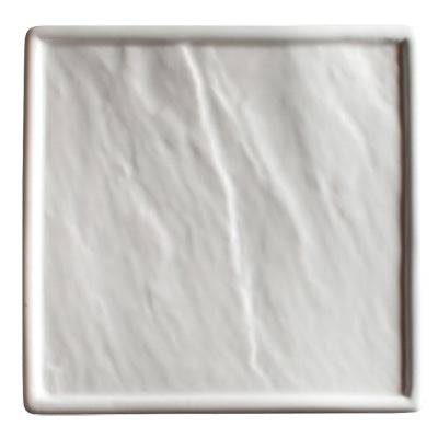 Winco WDP001-208 Calacatta 11-7/8" Square Porcelain Platter, Creamy White Marble, Narrow Rim - 2/Pack