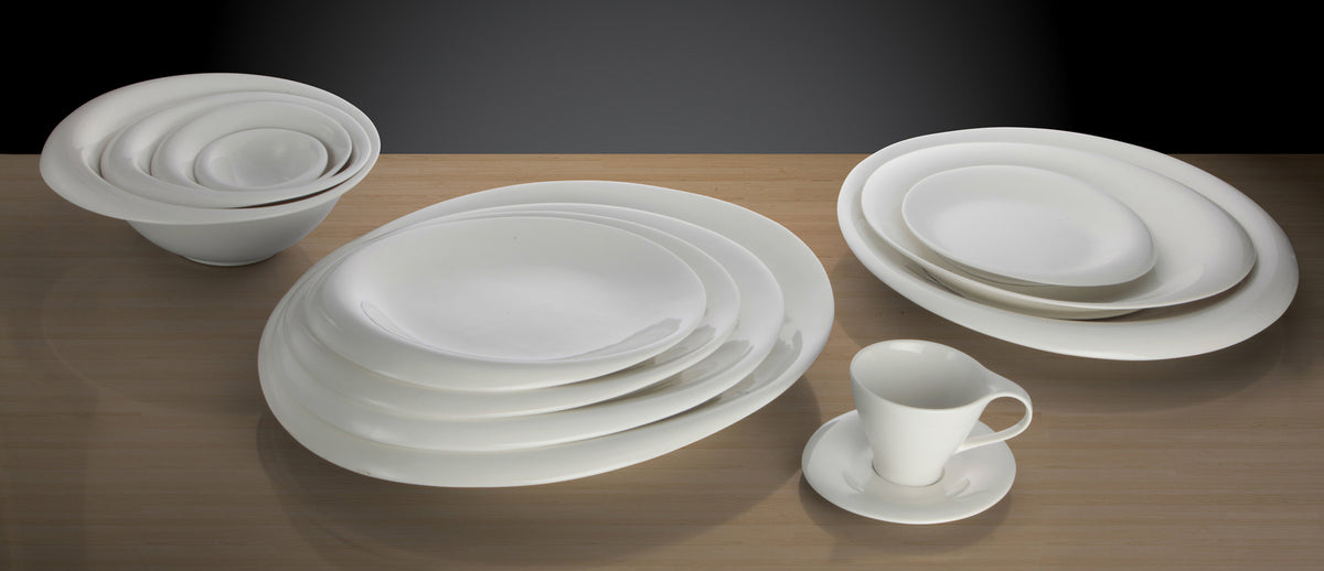 Winco WDP004-206 6" 10-oz White Porcelain Bowl with Oval Rim, General Use, Ocea Finish - 24/Case