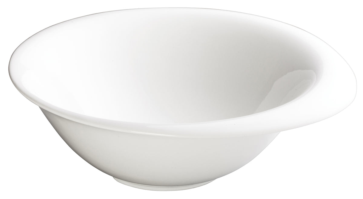 Winco WDP004-208 10" Oval Rim 50 oz Porcelain Bowl, Ocea Ardesia Creamy White - 12/Case