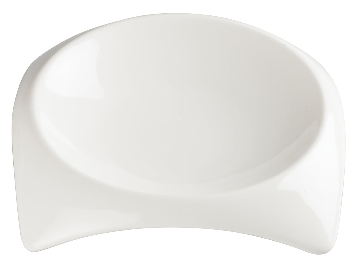 Winco WDP005-101 Carzola 4 oz Square Porcelain Bowl, 6-1/4" with 5-1/2" Well, White, General Use - 36/Case