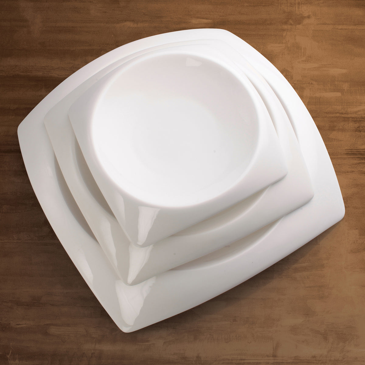 Winco WDP005-102 Carzola 10 oz Square Bowl, 7-3/4" x 6-3/4" Well, Porcelain White - 24/Case