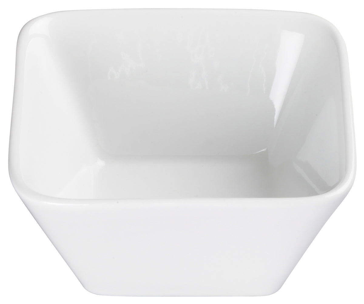 Winco WDP008-101 Laurels Bright White Square Porcelain Bowl, 4-1/2" (9 oz) - 24/Case