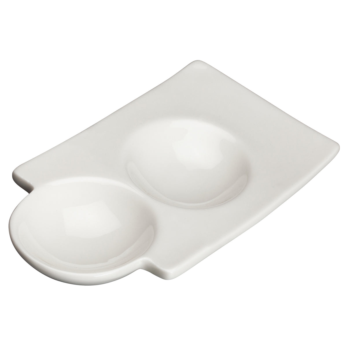 Winco WDP017-106 White Porcelain Dish, 2-Comp, 6" x 2-3/4", 2 oz/1 oz, Dishwasher Safe - 36/Case
