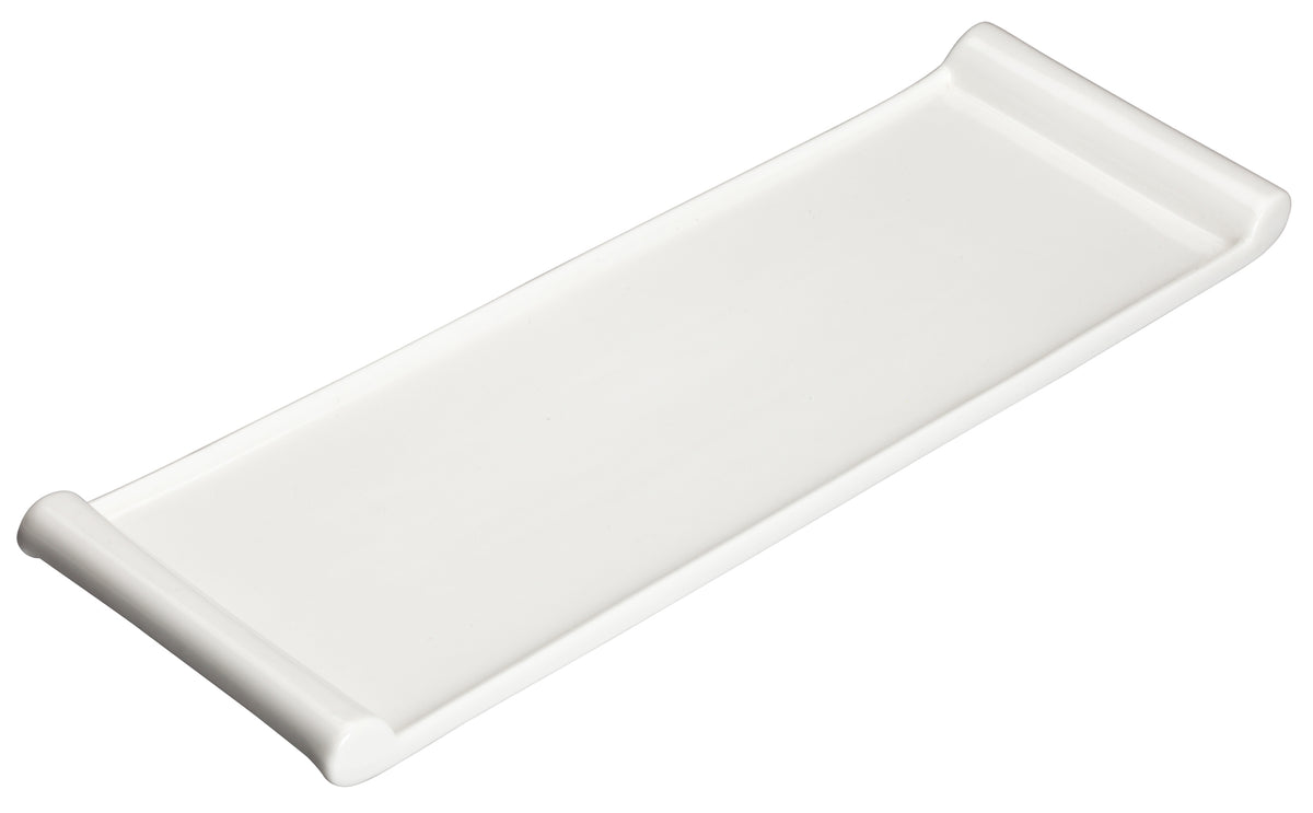 Winco WDP017-115 Paredes Bright White 12" x 3-3/4" Rect Porcelain Platter Narrow Rim - 24/Case