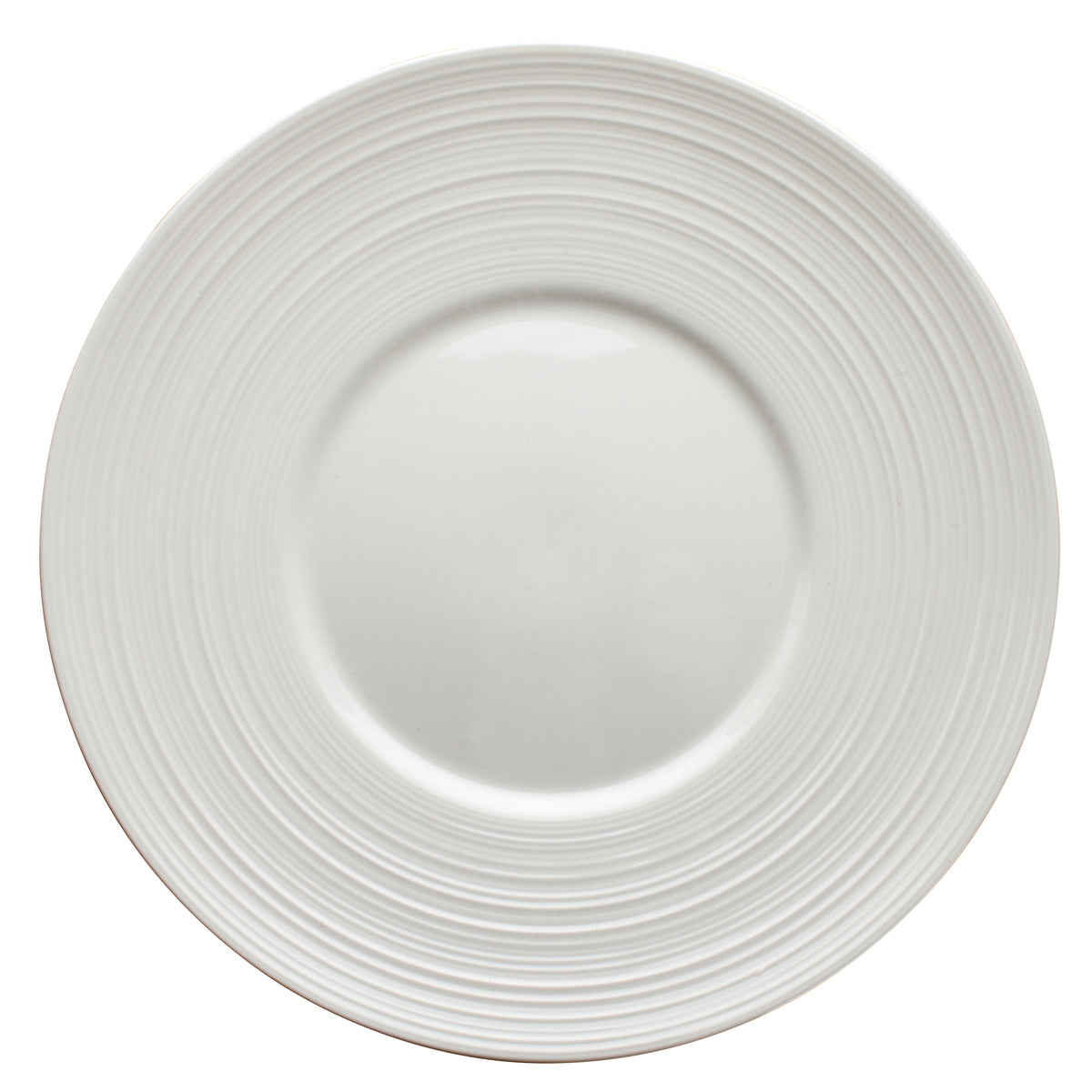 Winco WDP022-106 Zendo 8-1/8" Round Wide Rim Porcelain Plate White Embossed Dishwasher-Safe - 36/Case